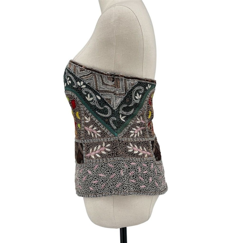 Vtg Anthropologie Aftershock Multicolor Beaded Camisole Corset Top S/M See Note - Picture 6 of 8